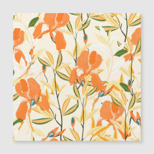 Orange irises: seamless floral pattern