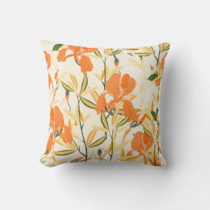 Orange irises: seamless floral pattern cushion