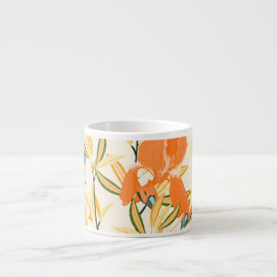 Orange irises: seamless floral pattern espresso cup