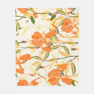 Orange irises: seamless floral pattern fleece blanket