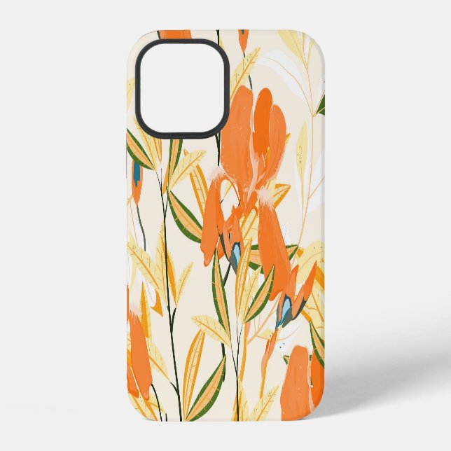 Orange irises: seamless floral pattern iPhone case (Back)