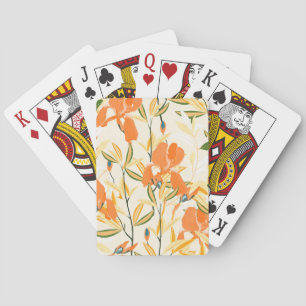 Orange irises: seamless floral pattern playing cards