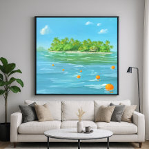Orange Island - Painterly Style Seascape