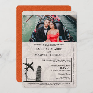 Orange Italy Passport Wedding Invitation
