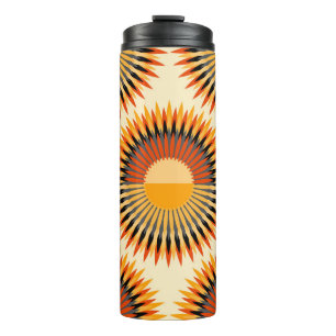 Orange Ivory Flowers Stars Pattern Thermal Tumbler