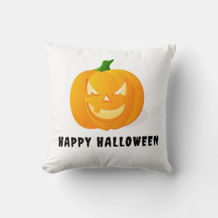 Orange Jack o' lantern Happy Halloween Cushion