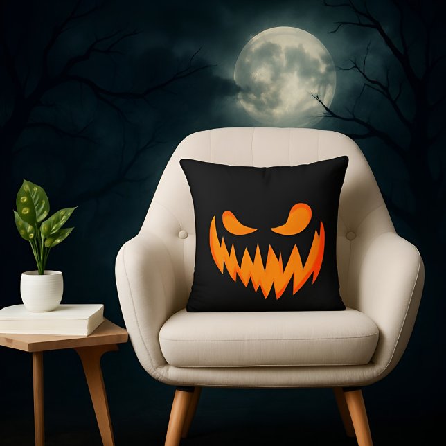 Orange Jack-O-Lantern Pumpkin Halloween Pillows (Creator Uploaded)