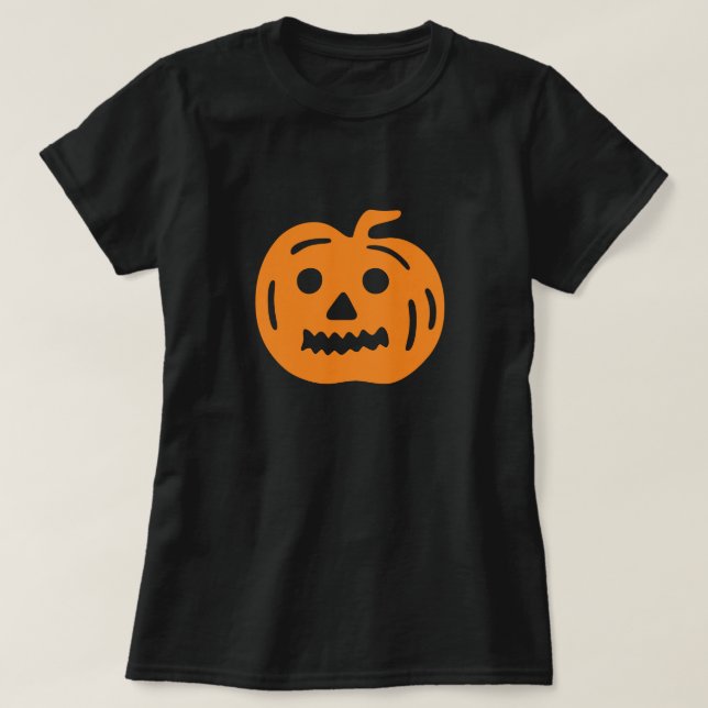 Orange Jack-O-Lantern Pumpkin Halloween T-Shirt (Design Front)