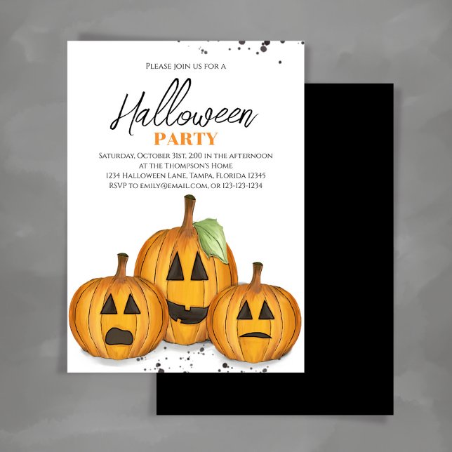 Orange Jack O'lanterns Pumpkin Halloween Party Invitation (Halloween pumpkins Jack O'Lantern party invitations)
