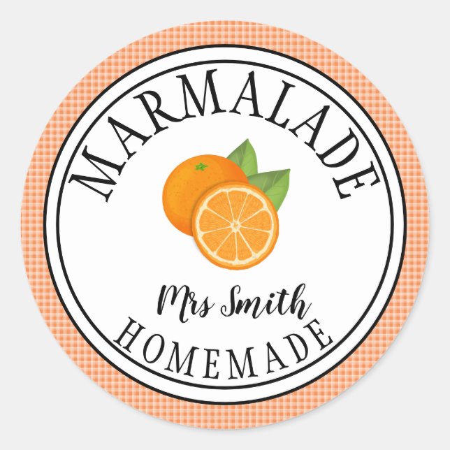 orange jam or marmalade classic round sticker (Front)
