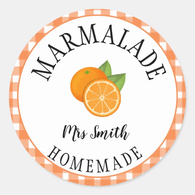 orange jam or marmalade classic round sticker (Front)