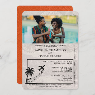 Orange Jamaica Passport Wedding Invitation