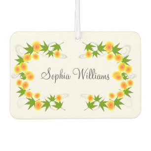 Orange Japanese flowers white Car Air Freshener
