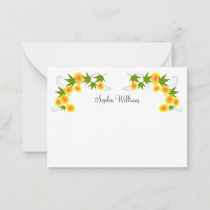 Orange Japanese flowers white Card
