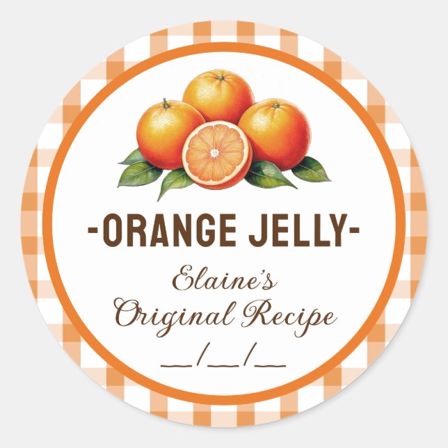 Orange jelly label with chequered design (Front)