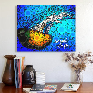 Orange Jellyfish Blue Ocean Go With The Flow Bold Canvas Print