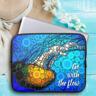 Orange Jellyfish Blue Ocean Go with the Flow Cool Laptop Sleeve