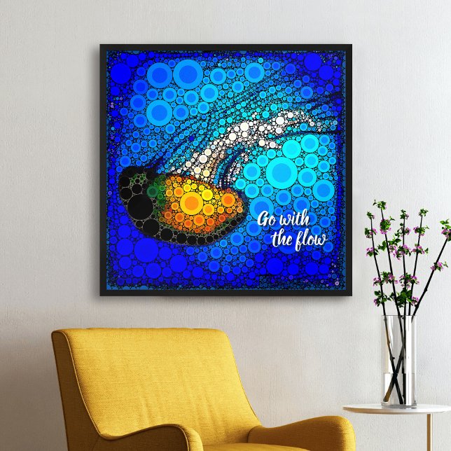 Orange Jellyfish in Blue Ocean Go with the Flow Poster (Creator Uploaded)