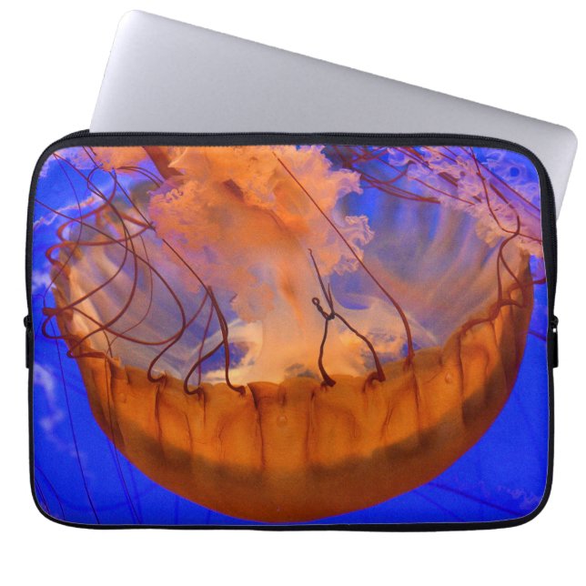 Orange Jellyfish Laptop Sleeve | Ocean Tech Case (Front)