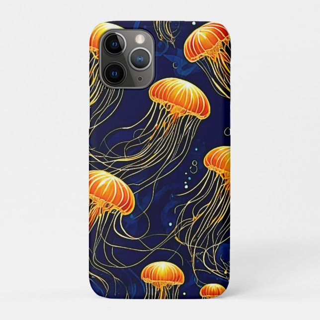 Orange Jellyfish Pattern Art Case-Mate iPhone Case (Back)