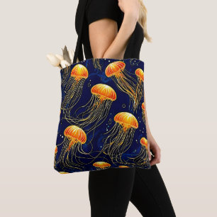 Orange Jellyfish Pattern Art Tote Bag