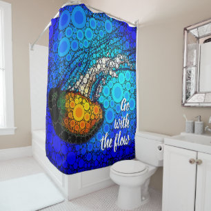 Orange Jellyfish Turquoise Ocean Go with the Flow Shower Curtain