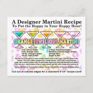 Orange Jewel-ious Martini Cocktail Recipe Postcard