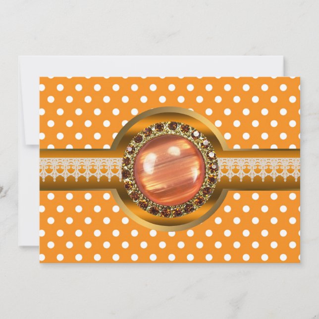 Orange Jewelled Party Invitation (Front)