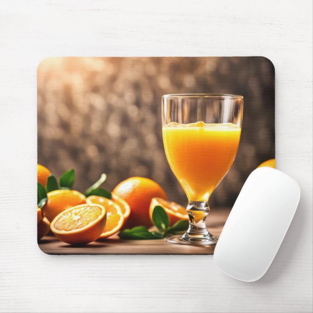 Orange Juice  and Oranges Mouse Pad (With Mouse)