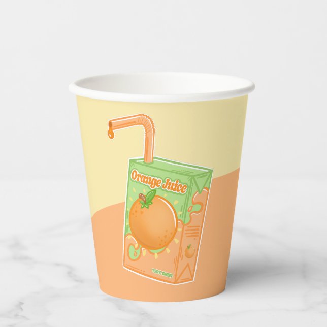 Orange Juice Box Birthday Party Paper Cups (Front)