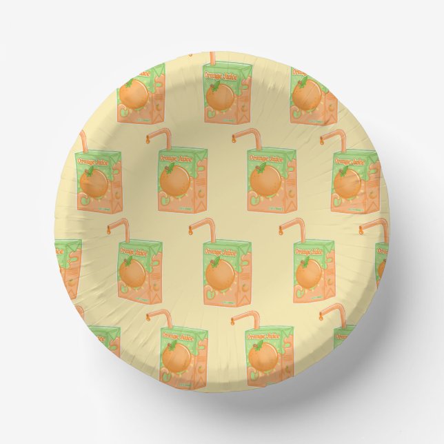 Orange Juice Box Pattern Paper Plate (Front)
