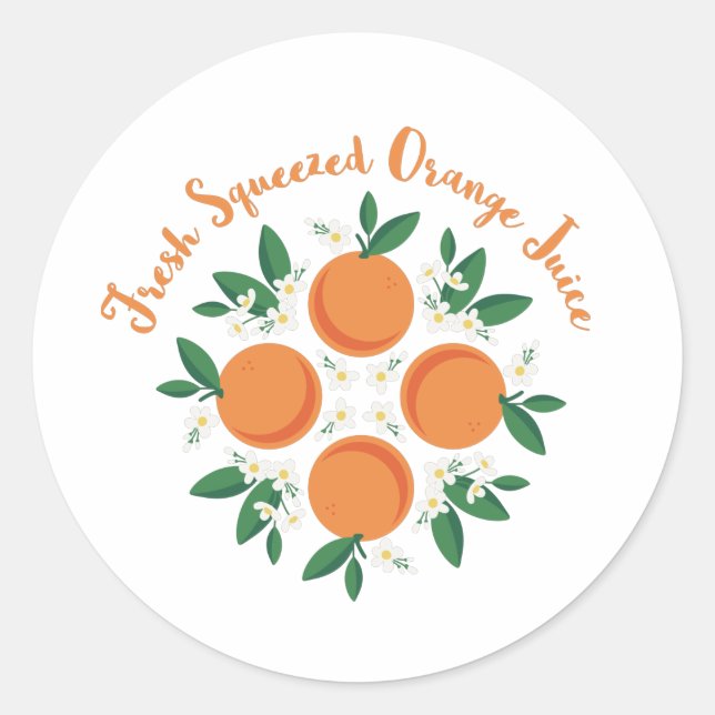 Orange Juice Classic Round Sticker (Front)