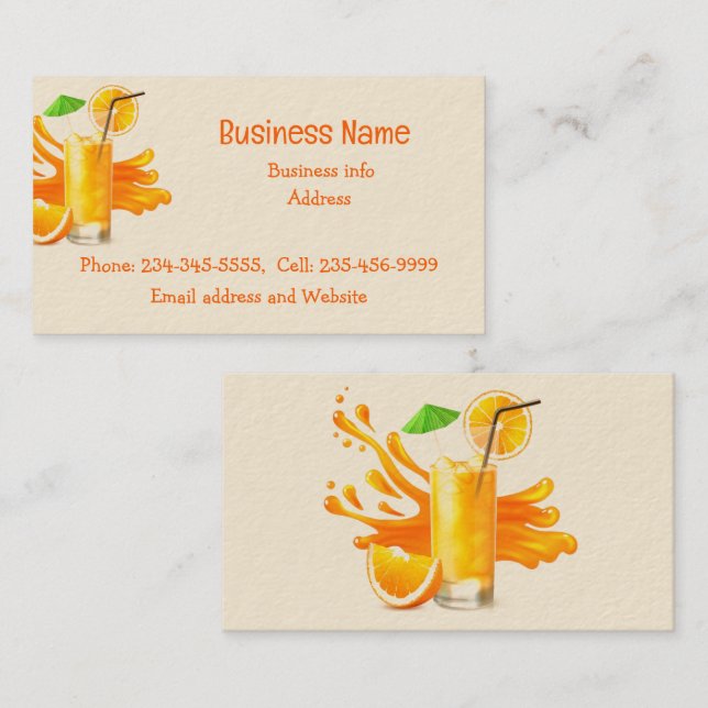 Orange Juice Food Cart Concession Drinks Business Card (Front/Back)