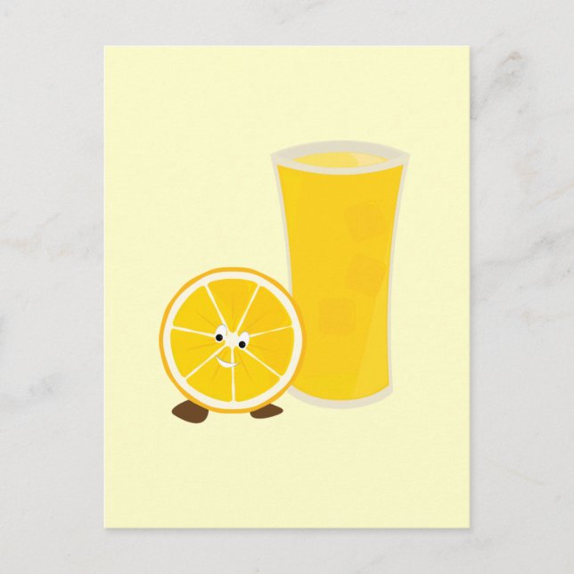 Orange juice glass and orange character postcard (Front)