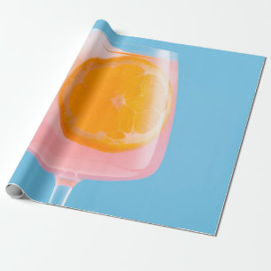 Orange juice in clear drinking glass wrapping paper