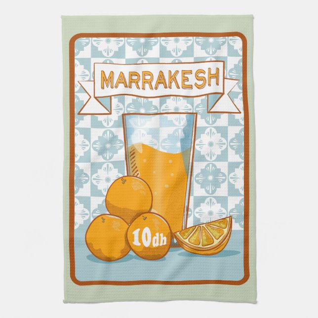 Orange Juice Marrakesh Morocco Tea Towel (Vertical)