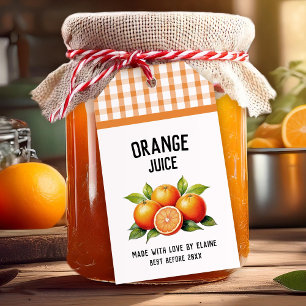 Orange juice preserve label chequered pattern