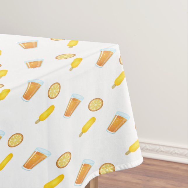 orange juice summer pattern tablecloth (In Situ)