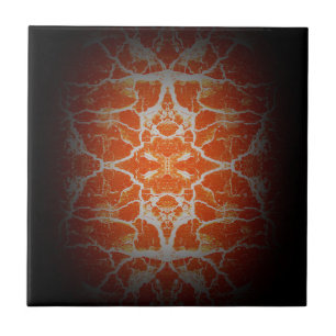 Orange kaleidoscope pattern ceramic tile