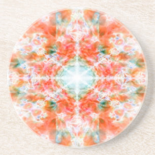 Orange kaleidoscope pattern coaster