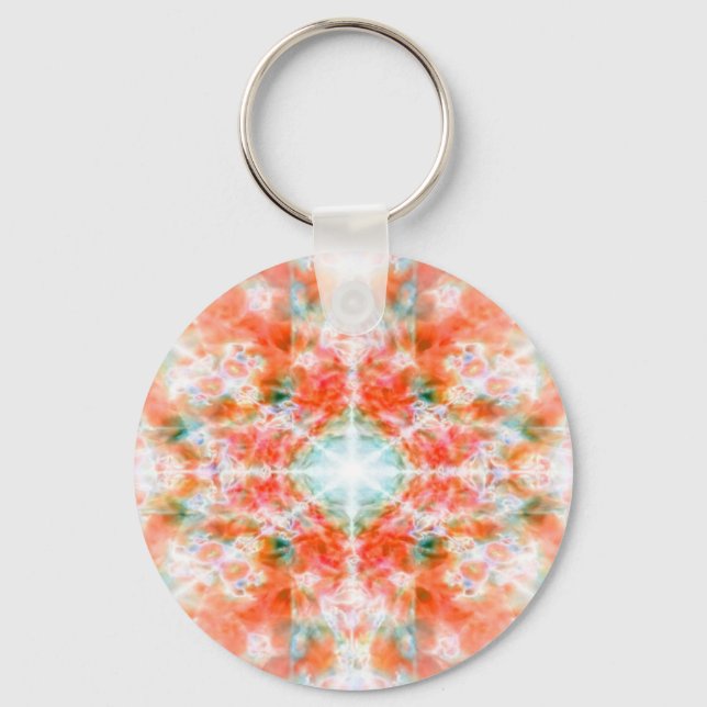 Orange kaleidoscope pattern key ring (Front)