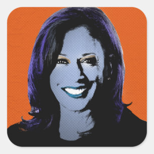 Orange Kamala Harris Pop Art Square Sticker