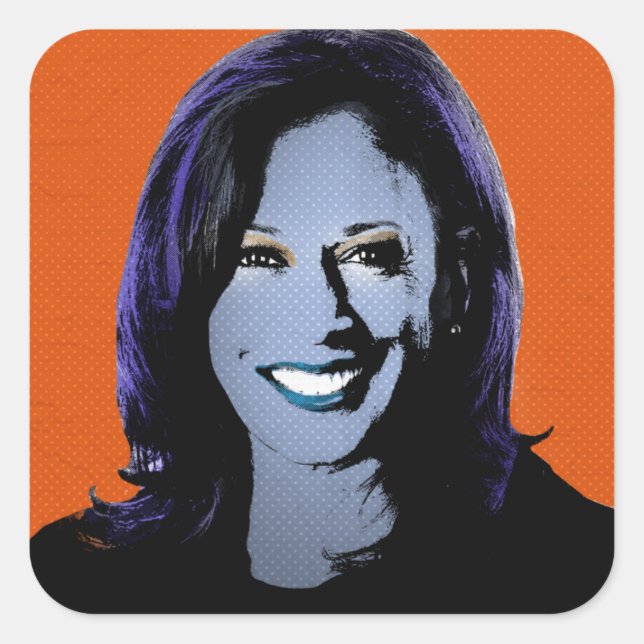 Orange Kamala Harris Pop Art Square Sticker (Front)