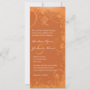 Orange Kanji Love Swirl Wedding Invitation