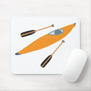Orange Kayak with Oars Mouse Pad
