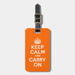 Orange Keep Calm and Carry On Luggage Tag