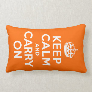 Orange Keep Calm and Carry On Lumbar Cushion