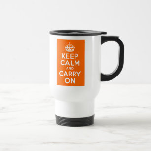 Orange Keep Calm and Carry On Travel Mug