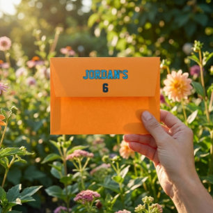 Orange Kids Birthday Custom Envelope with Balls