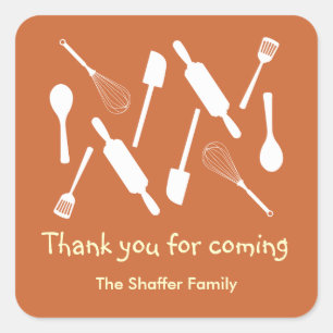 Orange kitchen utensil Thanksgiving potluck party Square Sticker